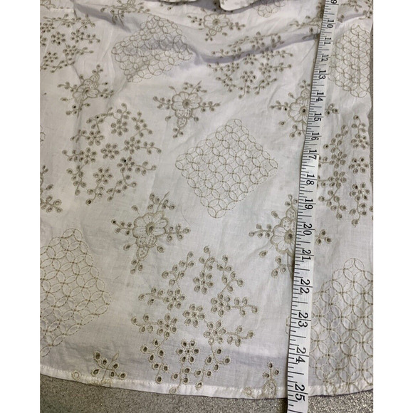 Weston Wear Anthropologie Blouse Womens Small White Eyelet Boho Cotton RuffleTop - Picture 8 of 8